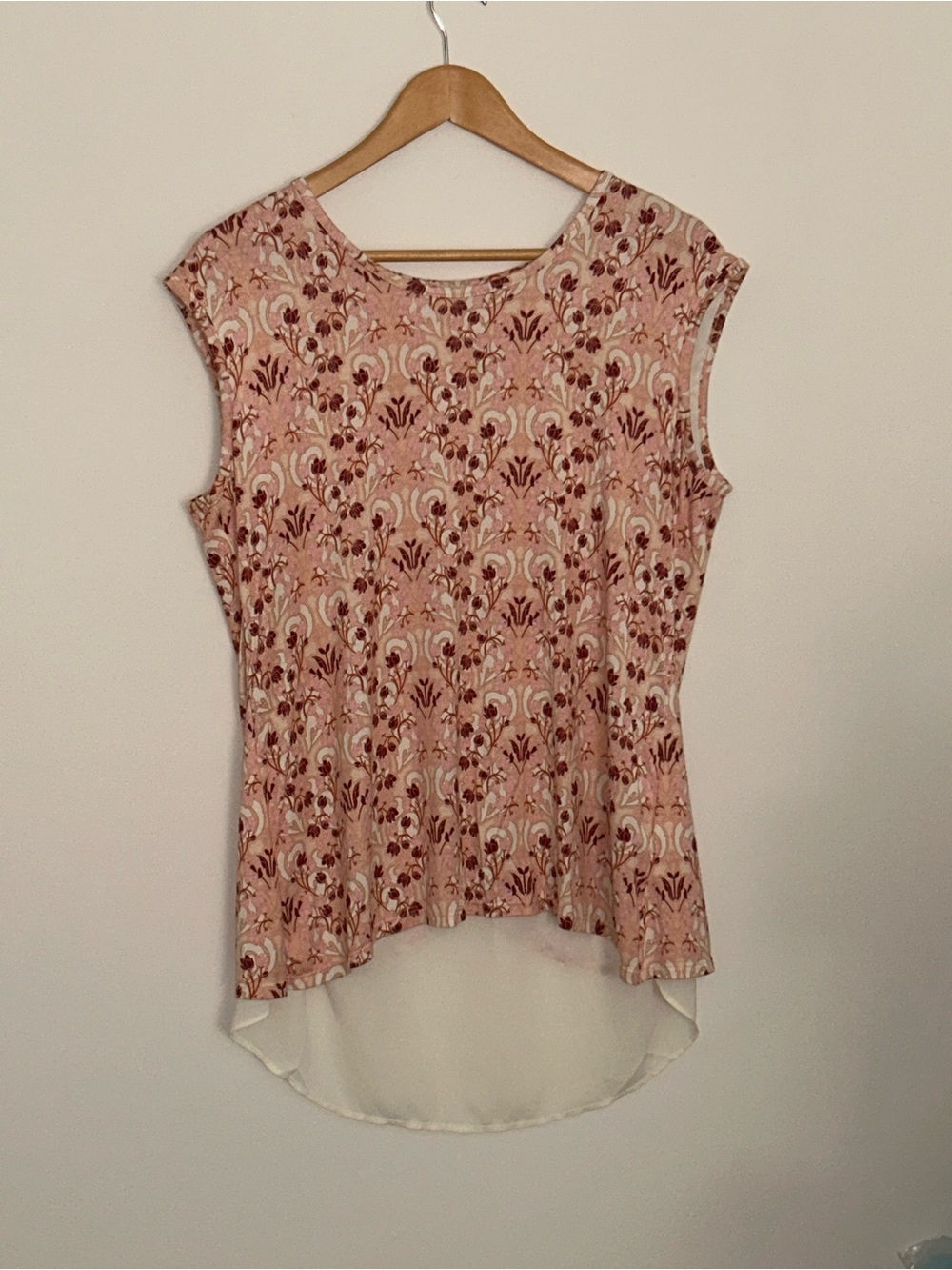 Rose & Olive Pink Floral Sleeveless High-Low Tunic